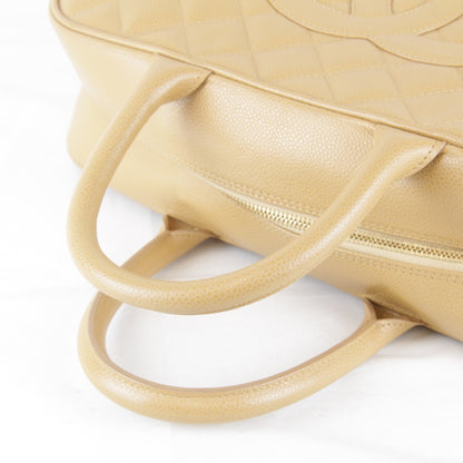Chanel Caviar Skin Coco Mark Boston Bag Leather