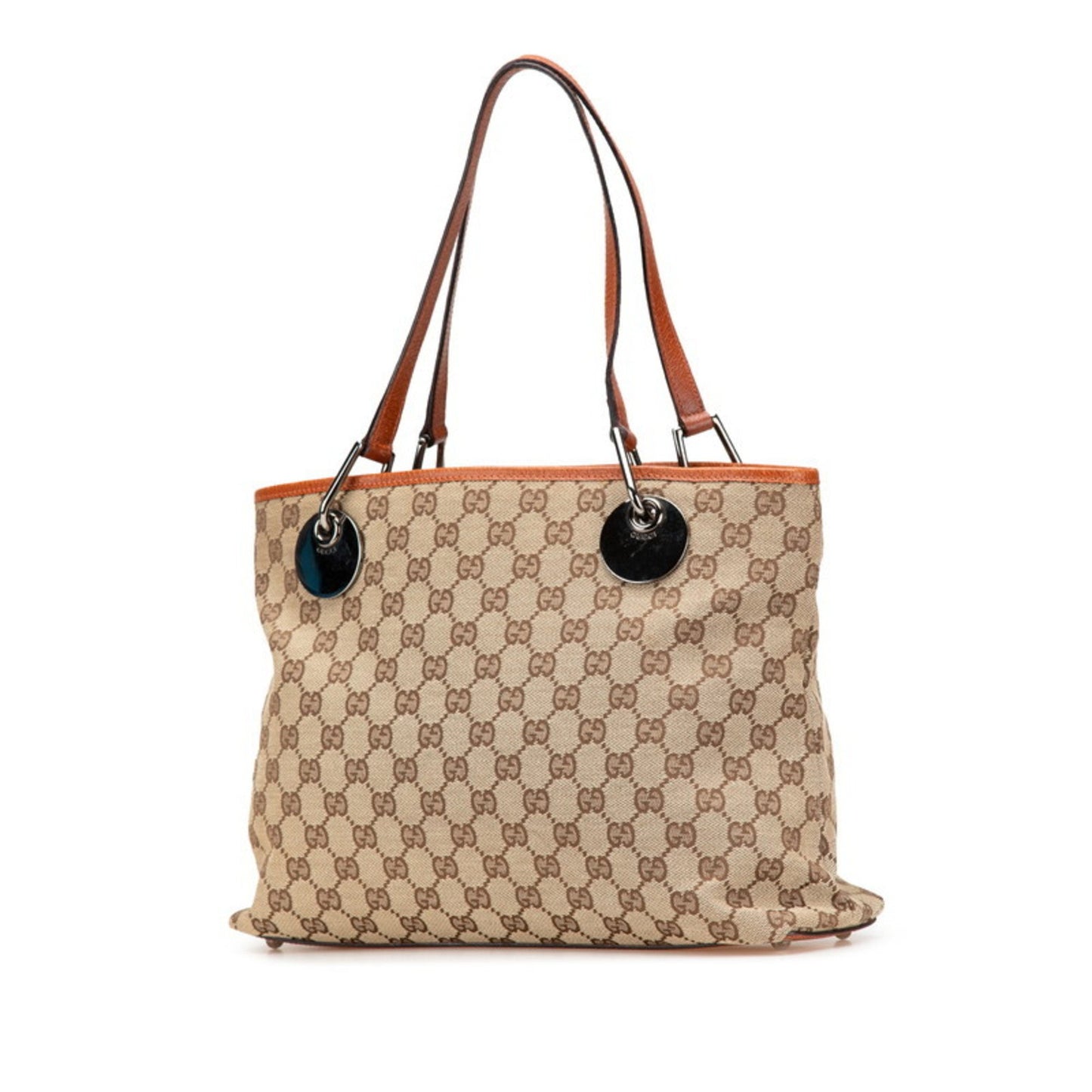 Gucci Gg Canvas Shoulder Bag Tote 120837 Beige Brown Leather