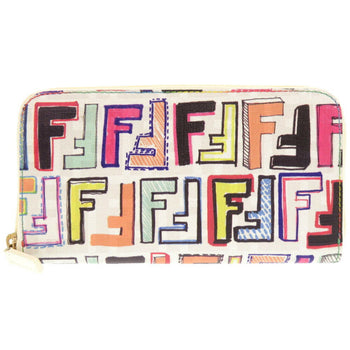 Unused Fendi Ff Zucca 8M0024 Leather White Multicolor Long Wallet 0290 Fendi
