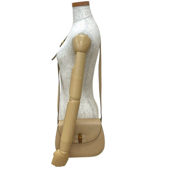 Gucci Old Gucci Bamboo Turnlock Leather Shoulder Bag/Pochette Beige 96-10