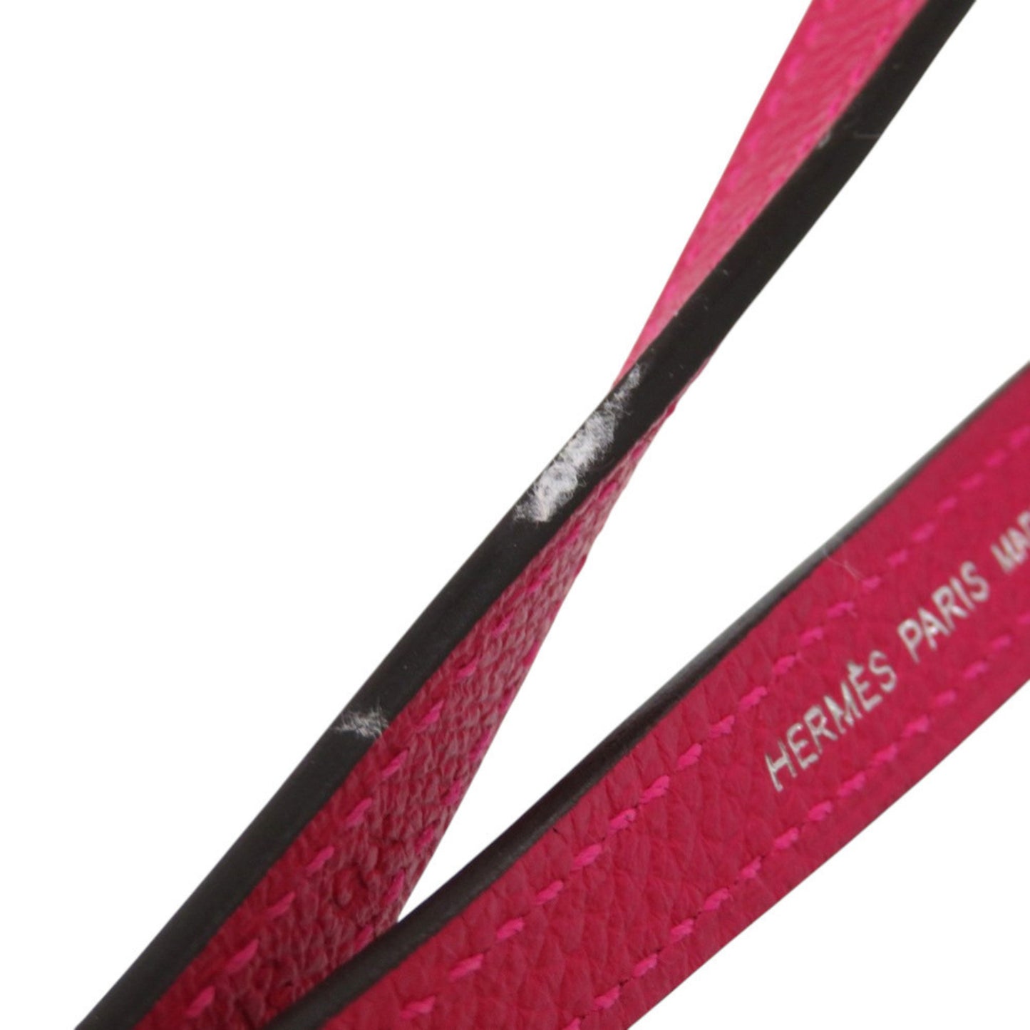Hermes Leather Neck Strap With Raspberry Y Stamp