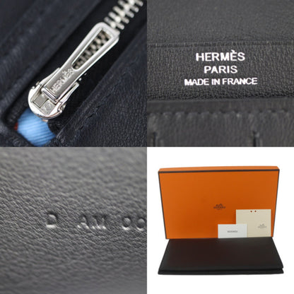 Hermes Citizen Twill Long Wallet - Swift Leather Black Bi-Fold D Engraved 2427063007153R1