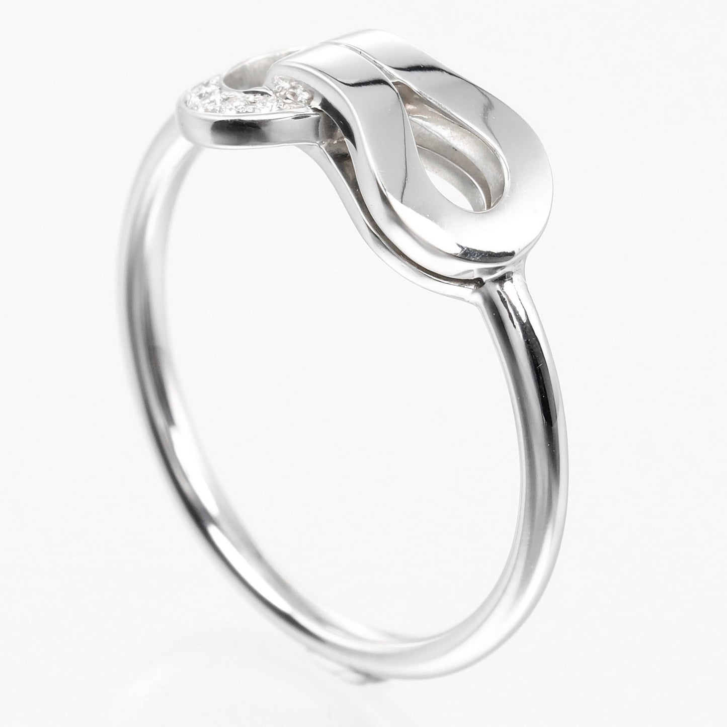 Cartier Agraffe Size 9 Ring In 18K White Gold With Diamonds