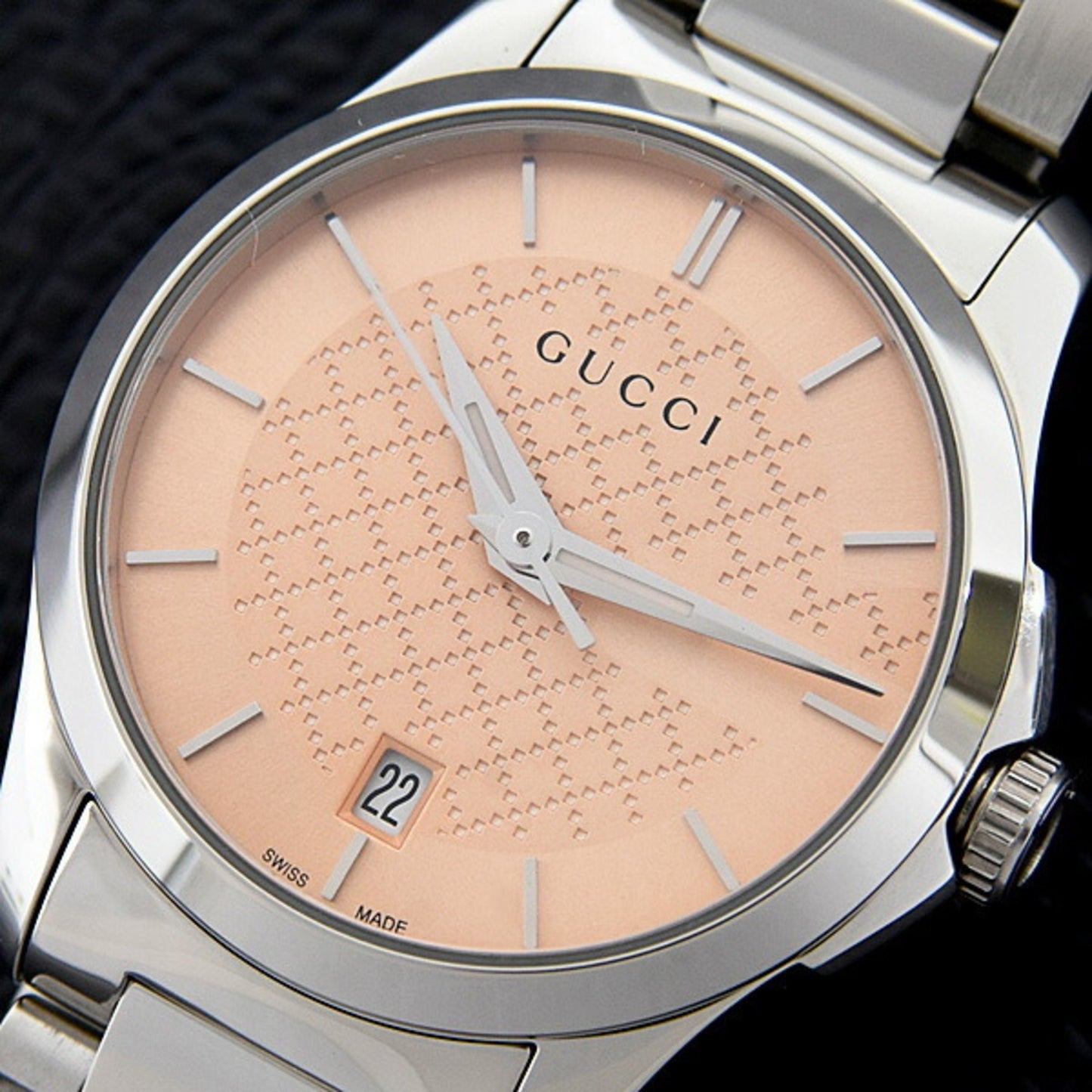 Gucci Women'S G-Timeless Battery-Operated Watch With Salmon Pink Dial And Stainless Steel Case