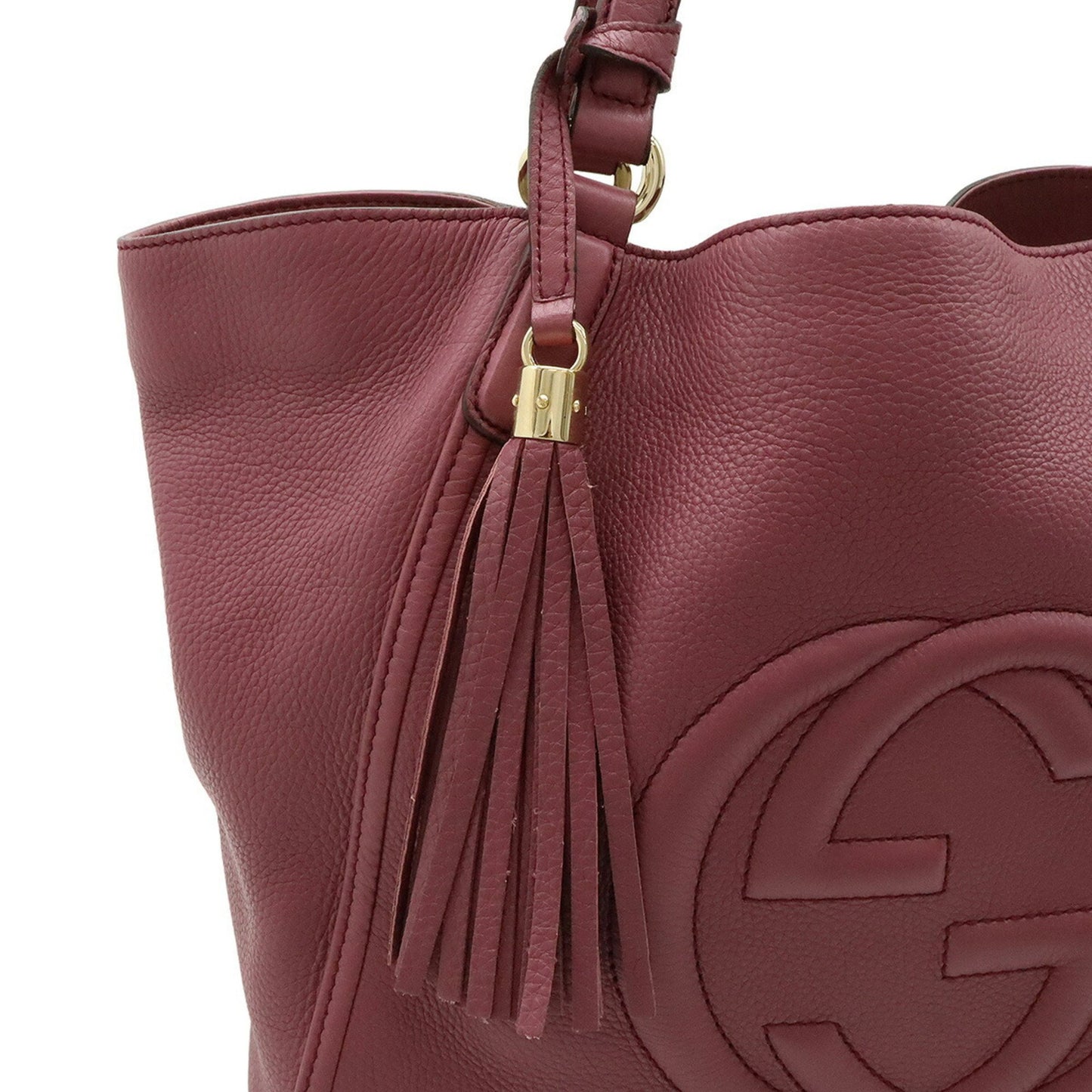 Gucci Soho Cellarius Tote Bag Shoulder Tassel Leather Pink Purple 282309