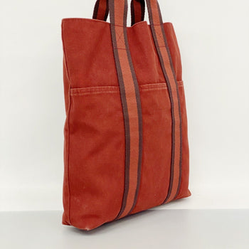 Hermes Herms Fouleaux Cabas Canvas Tote Bag In Red