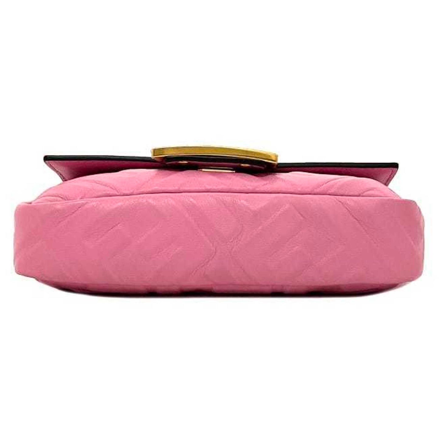 Fendi Baguette Small Pink Gold 8Bs017 Leather Gp Fendi Shoulder Bag Ff Embossed