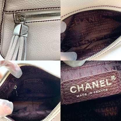 Chanel Shoulder Bag Horizontal White Tassel