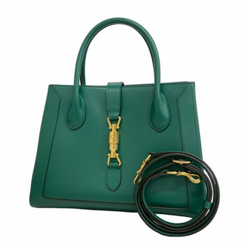 Gucci New Jackie Handbag 649016 Leather Green