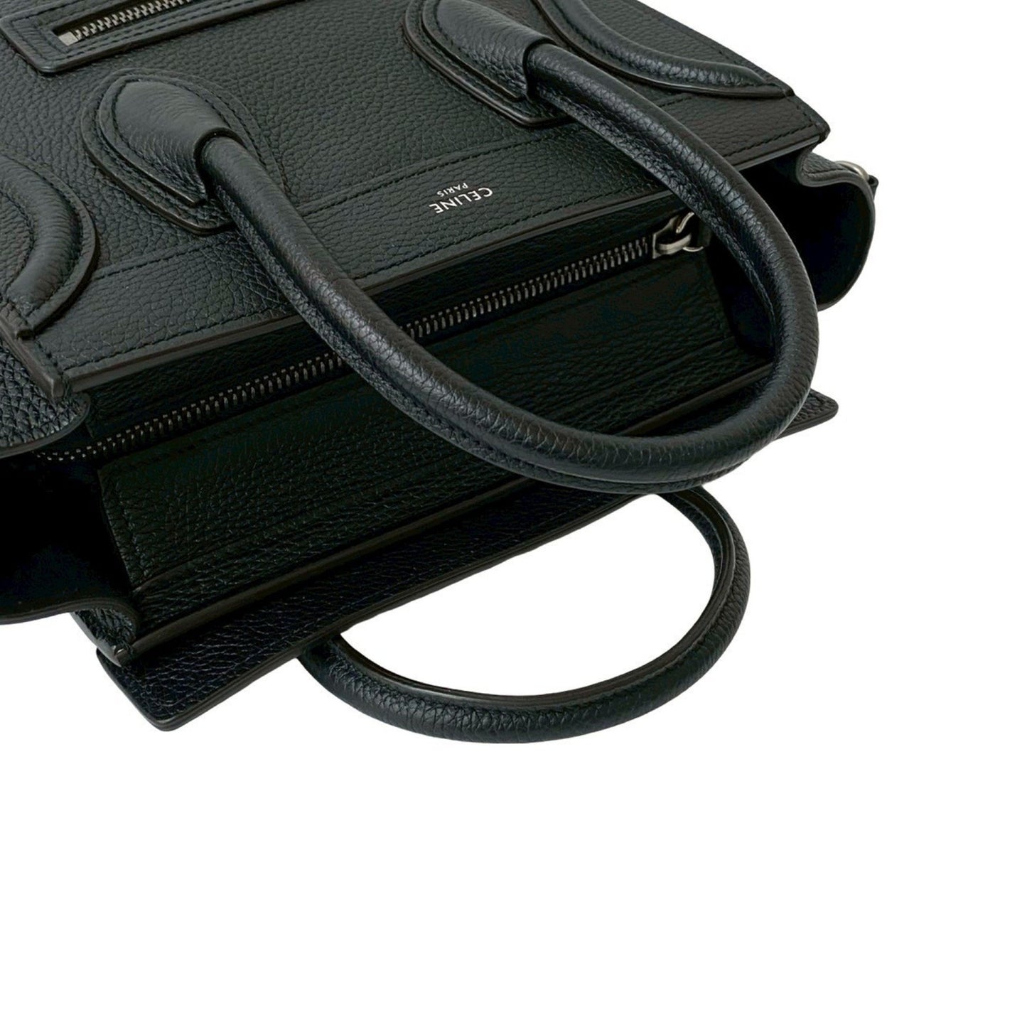 Celine Luggage Nano Shopper Leather Handbag/Shoulder Bag In Black