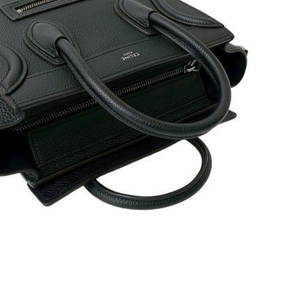 Celine Luggage Nano Shopper Leather Handbag/Shoulder Bag In Black