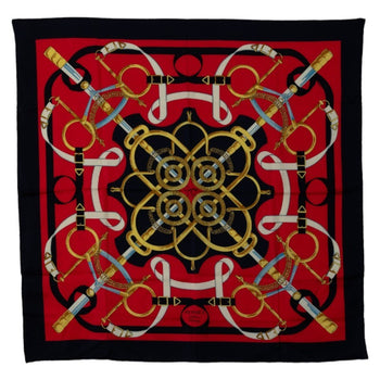 Hermes Carr 90 Eperon D'Or Golden Spur Scarf Muffler Navy Multicolor Silk