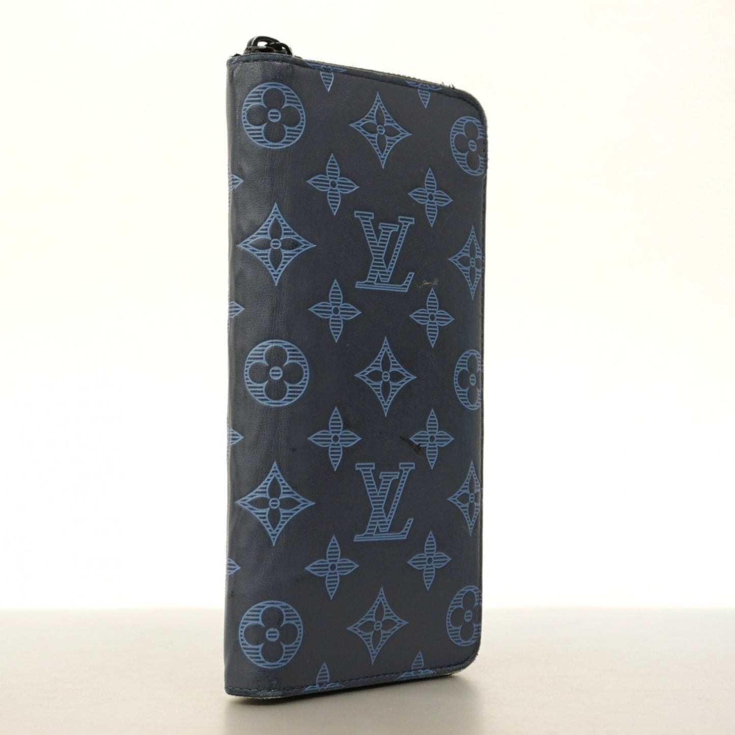 Louis Vuitton Monogram Shadow Zippy Wallet Vertical M80423 Navy