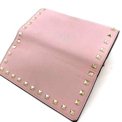 Valentino Garavani Bifold Long Wallet Pink Rockstud Studded Leather