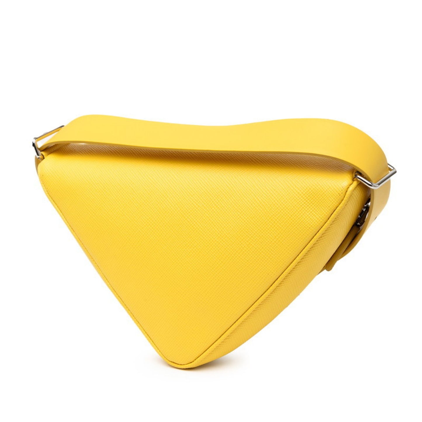 Prada Triangle Logo Plate Shoulder Bag In Yellow Saffiano Leather