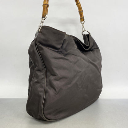 Gucci Bamboo Handbag 001 1781 1577 Nylon Dark Brown 2-Way Bag