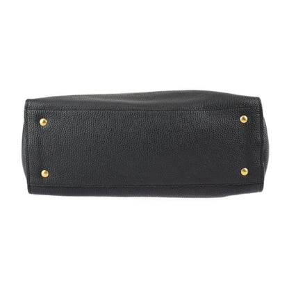 Salvatore Ferragamo Gancini Tote Bag 21 0914 Leather Black Gold Hardware 2Way Shoulder