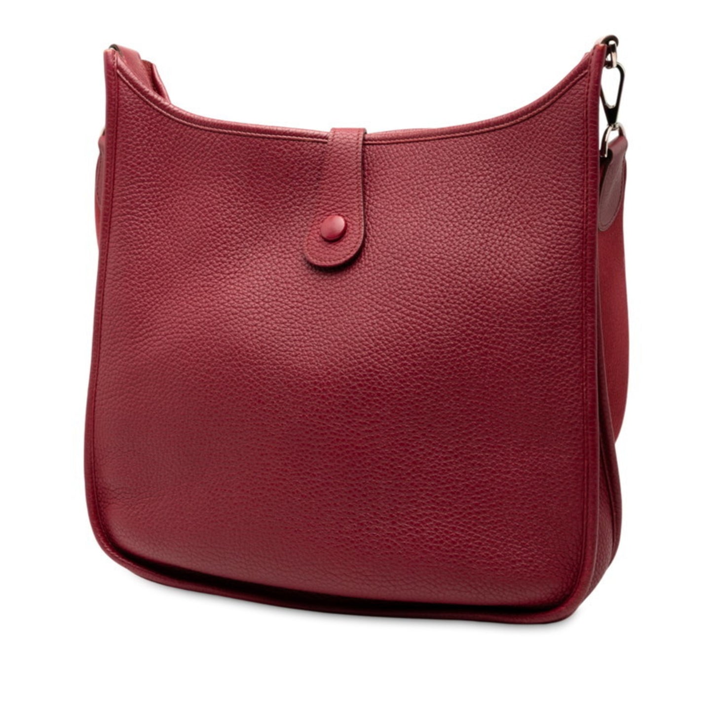 Hermes Herms Evelyne 1 Pm Shoulder Bag In Red With Silver Hardware And Taurillon Clemence Leather