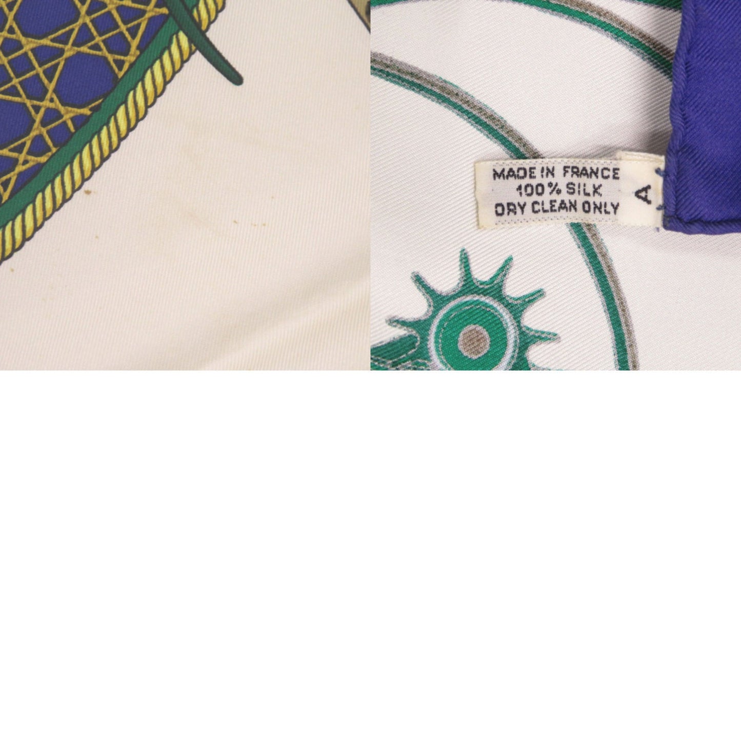 Herms Carr 90 "Les Voitures A Transformation" Folding Covered Wagon Silk Blue Scarf Muffler 0121