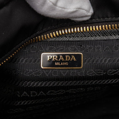 Prada Triangle Logo Plate Handbag/Shoulder Bag 2Way 1Bg308 Black Nylon Leather