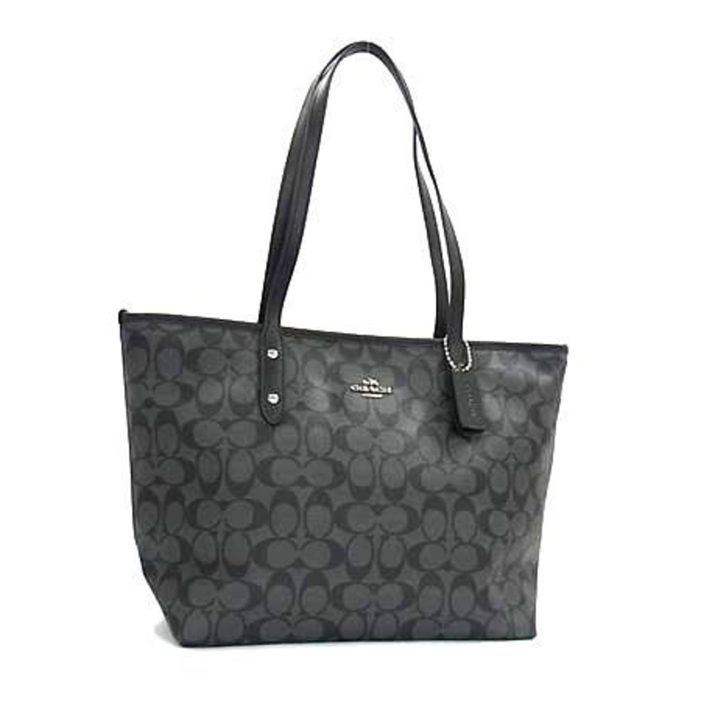 Coach Signature City Zip Top Tote Bag F58292 In Black