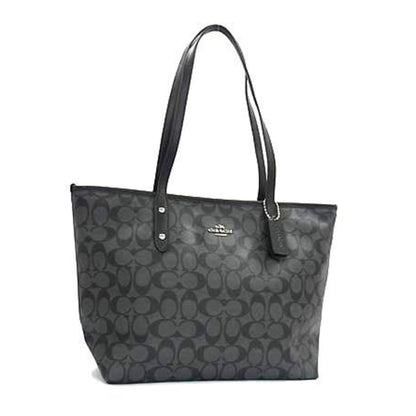 Coach Signature City Zip Top Tote Bag F58292 In Black