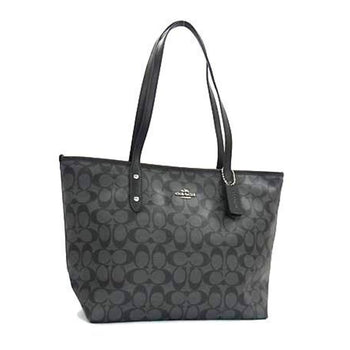 Coach Signature City Zip Top Tote Bag F58292 In Black