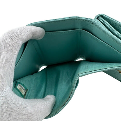 Chanel Boy Chanel Mint Tri-Fold Wallet Blue