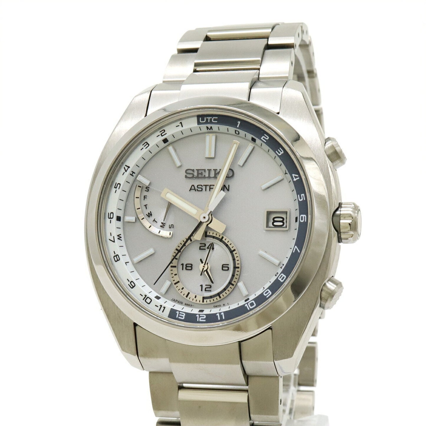 Seiko Astron Radio-Controlled Solar Watch With Silver Dial And Titanium Dial