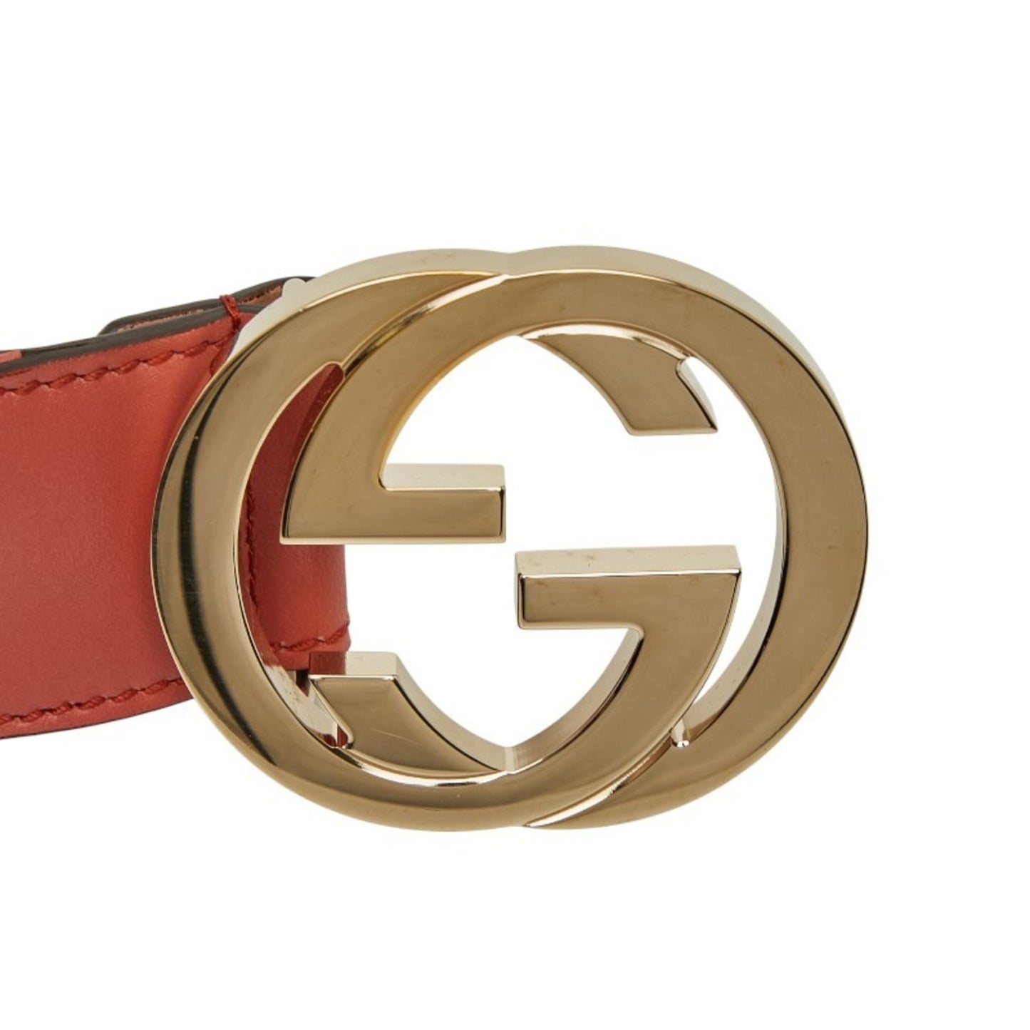 Gucci Interlocking G Belt 85.34 114876 Khaki Pink Leather Canvas