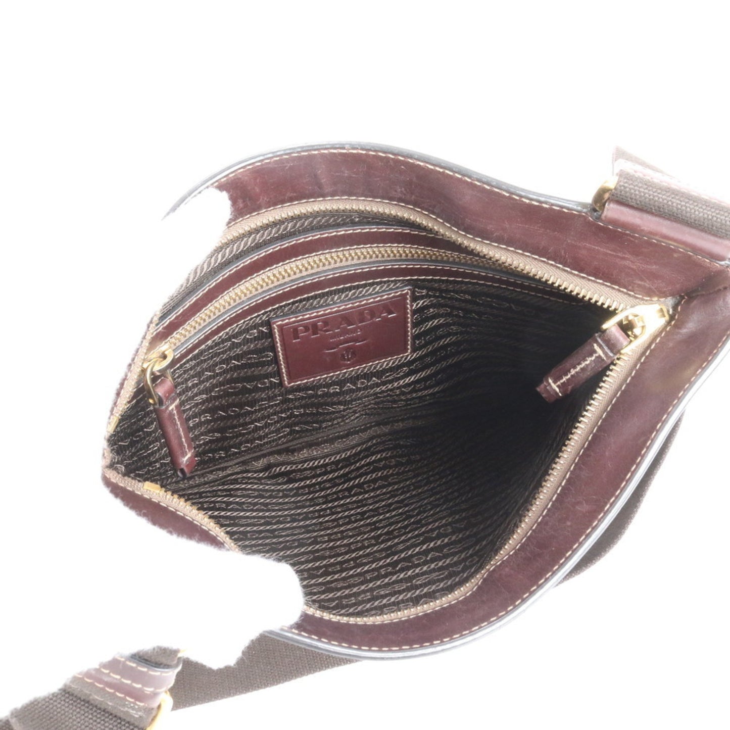 Prada Logo Jacquard Leather Shoulder Bag