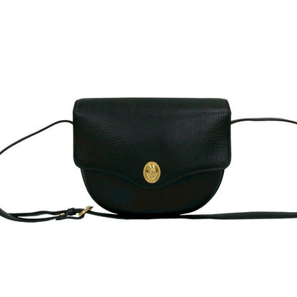 Christian Dior Cd Logo Hardware Leather Genuine Shoulder Bag Pochette Sacoche Black 37002