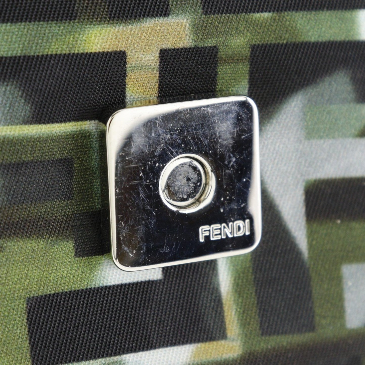 Fendi Mamma Bucket Shoulder Bag 3Way Body Clutch Zucca Camouflage Pattern 7V72 Nylon Black 3Way Type