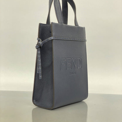 Fendi Roma Go To Leather Handbag In Navy