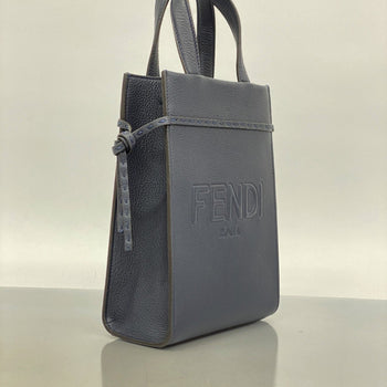 Fendi Roma Go To Leather Handbag In Navy