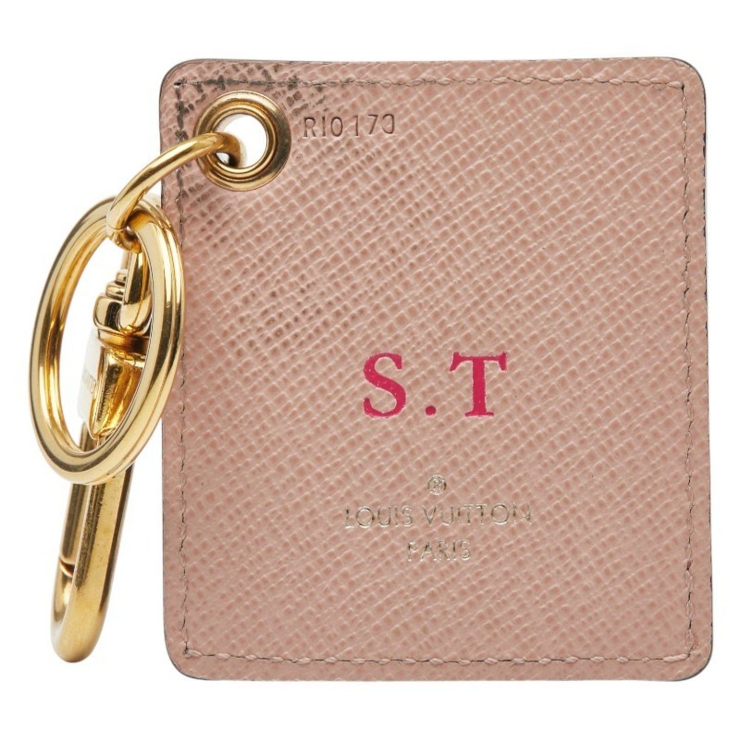 Louis Vuitton Monogram Bag Charm Keychain Brown Pink Plated