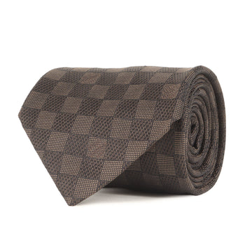 Louis Vuitton Damier Silk Cravate Brown Tie For Men