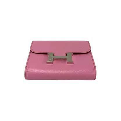 Hermes Constance Compact Epsom Leather Bi-Fold Mini Wallet In Rose Azalee 88789