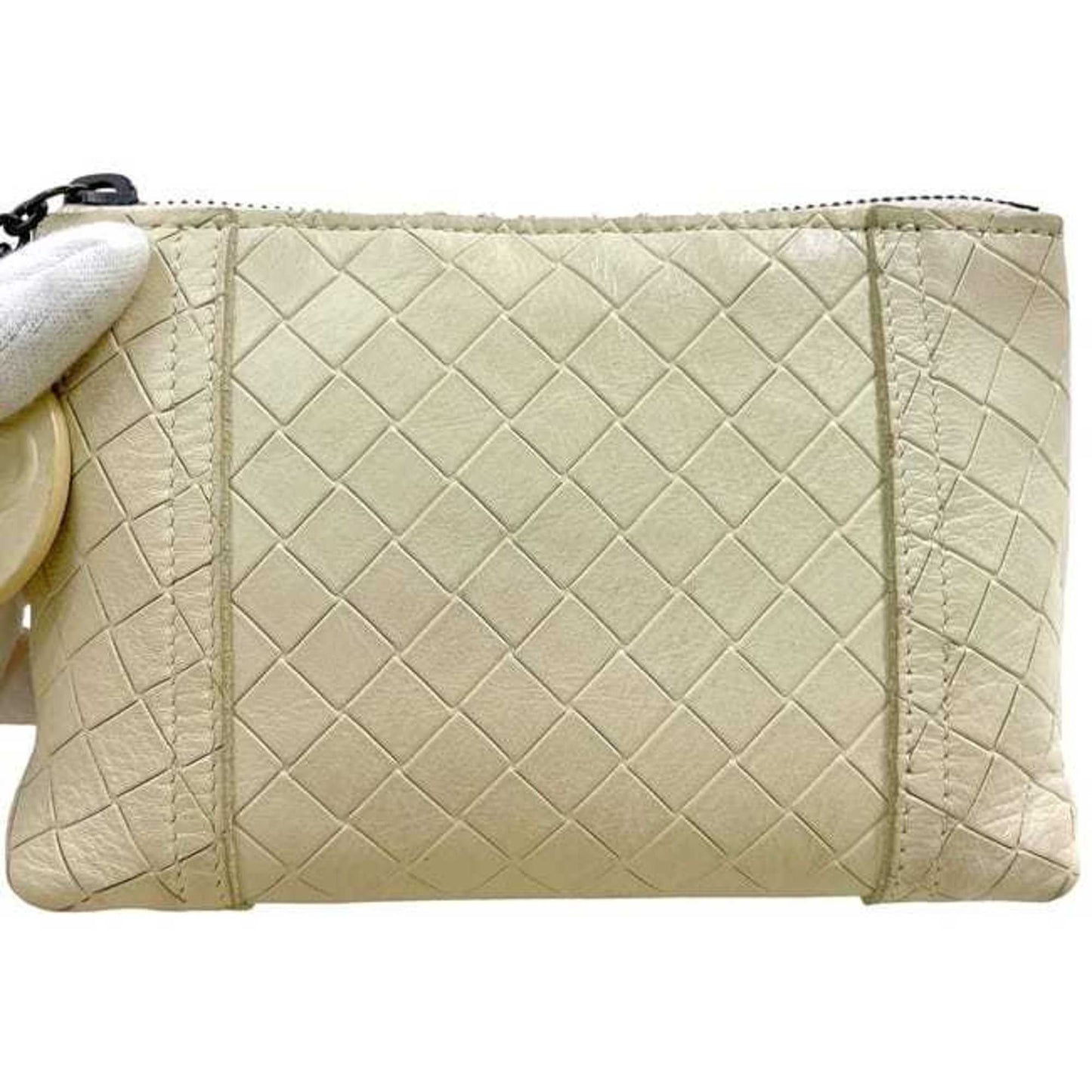 Bottega Veneta Pouch Ec-24437 White Intrecciato Mirage Leather Bottega Veneta Butterfly