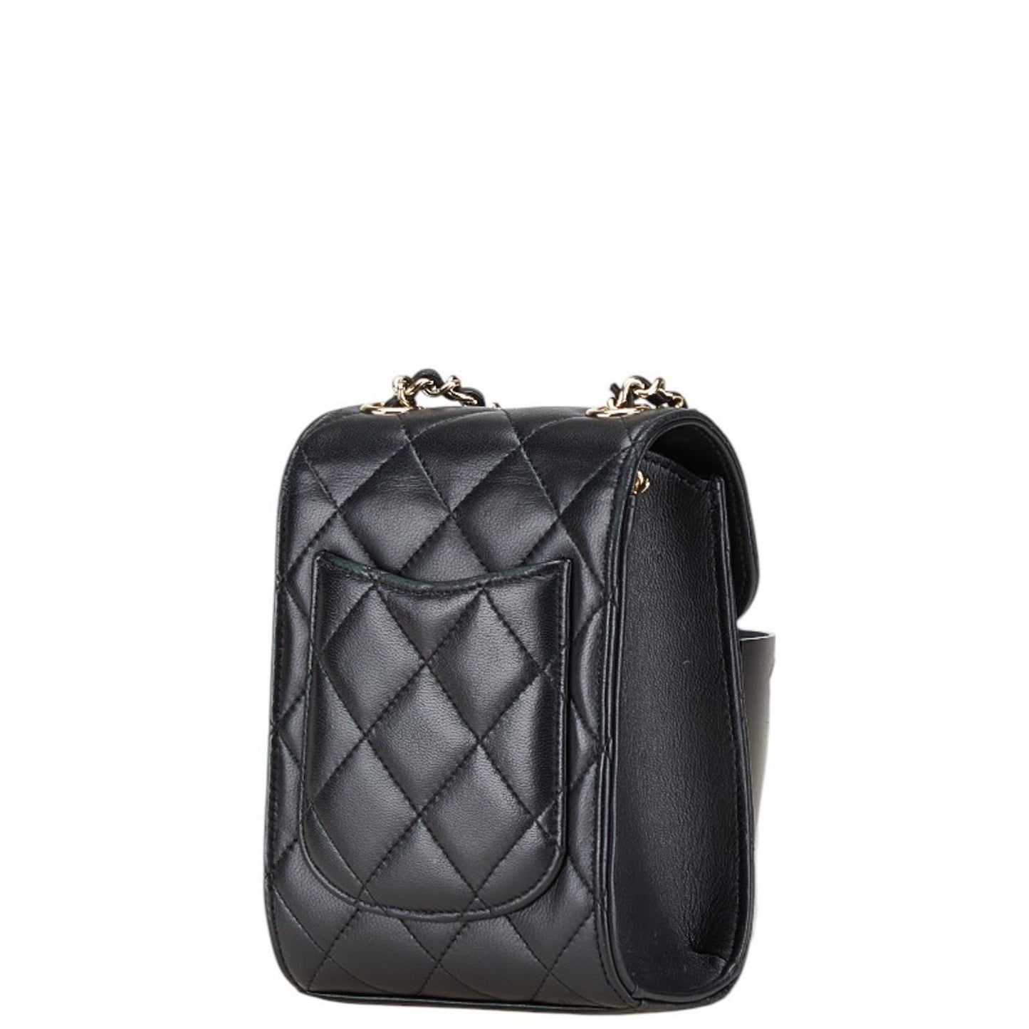 Chanel Matelasse Coco Mark Crossbody Chain Shoulder Bag In Black Lambskin