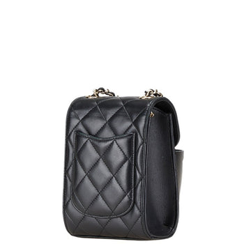 Chanel Matelasse Coco Mark Crossbody Chain Shoulder Bag In Black Lambskin