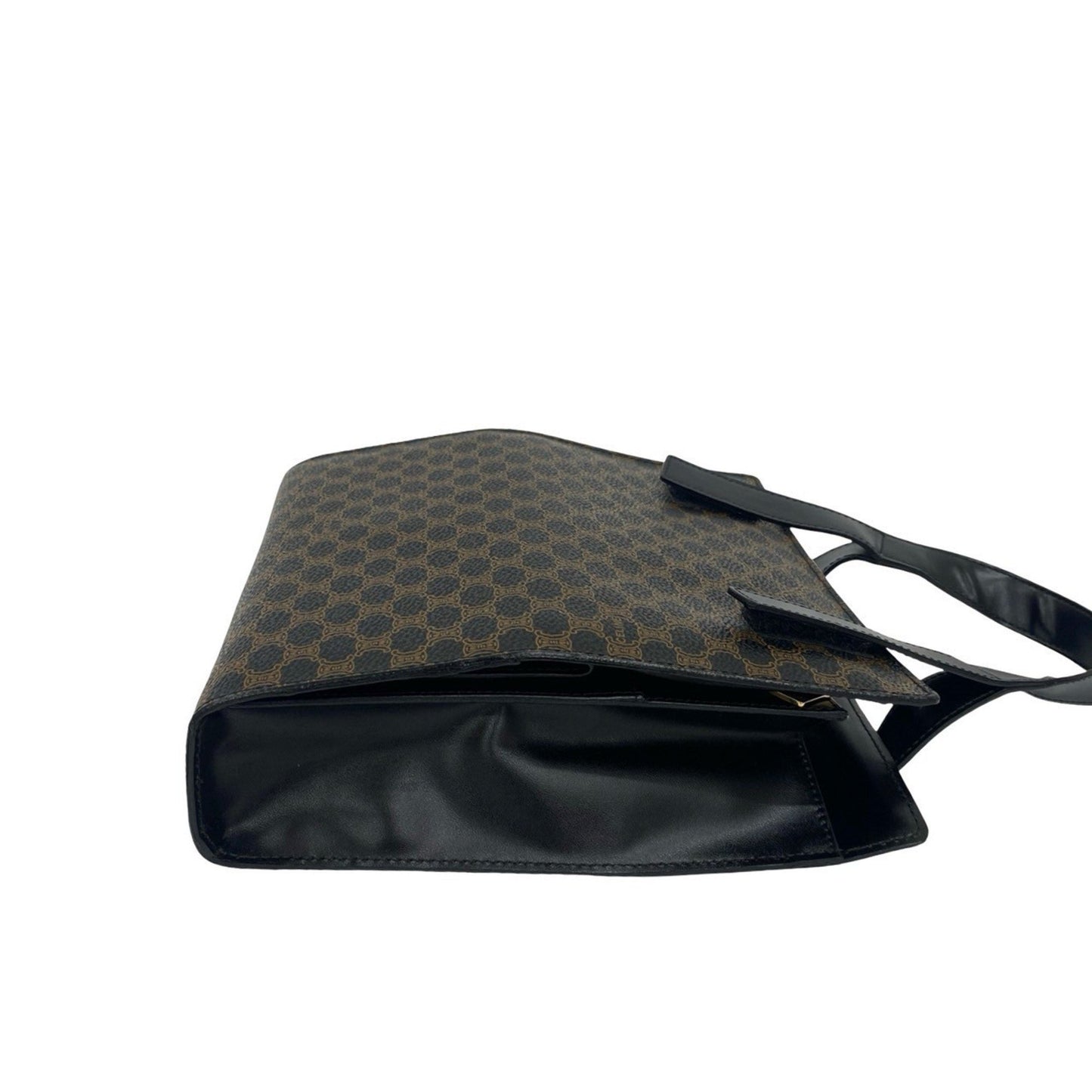 Celine Macadam Blason Pattern Leather Handbag/Mini Tote Bag In Black