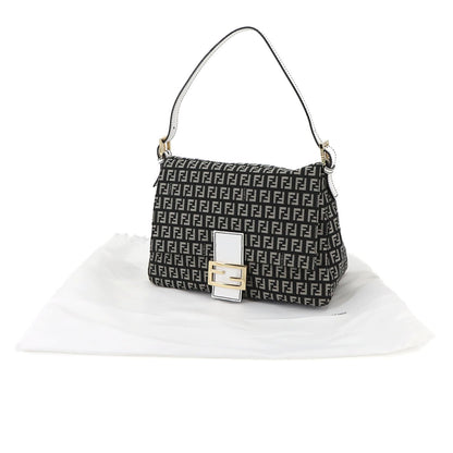 Fendi Zucchino Mamma Baguette Shoulder Bag In Canvas And Leather
