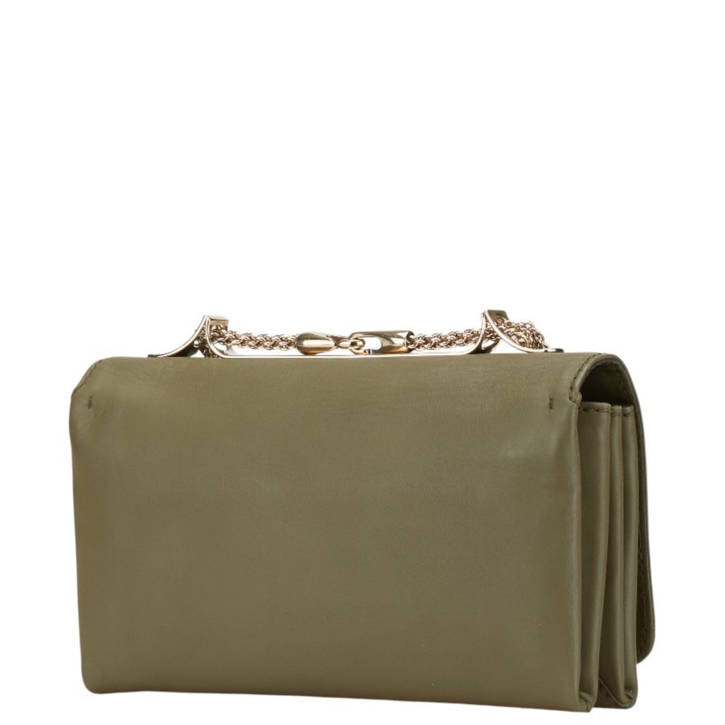 Valentino Garavani Studded Chain Shoulder Bag/Clutch Bag In Khaki