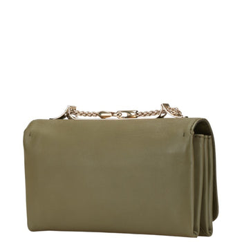 Valentino Garavani Studded Chain Shoulder Bag/Clutch Bag In Khaki
