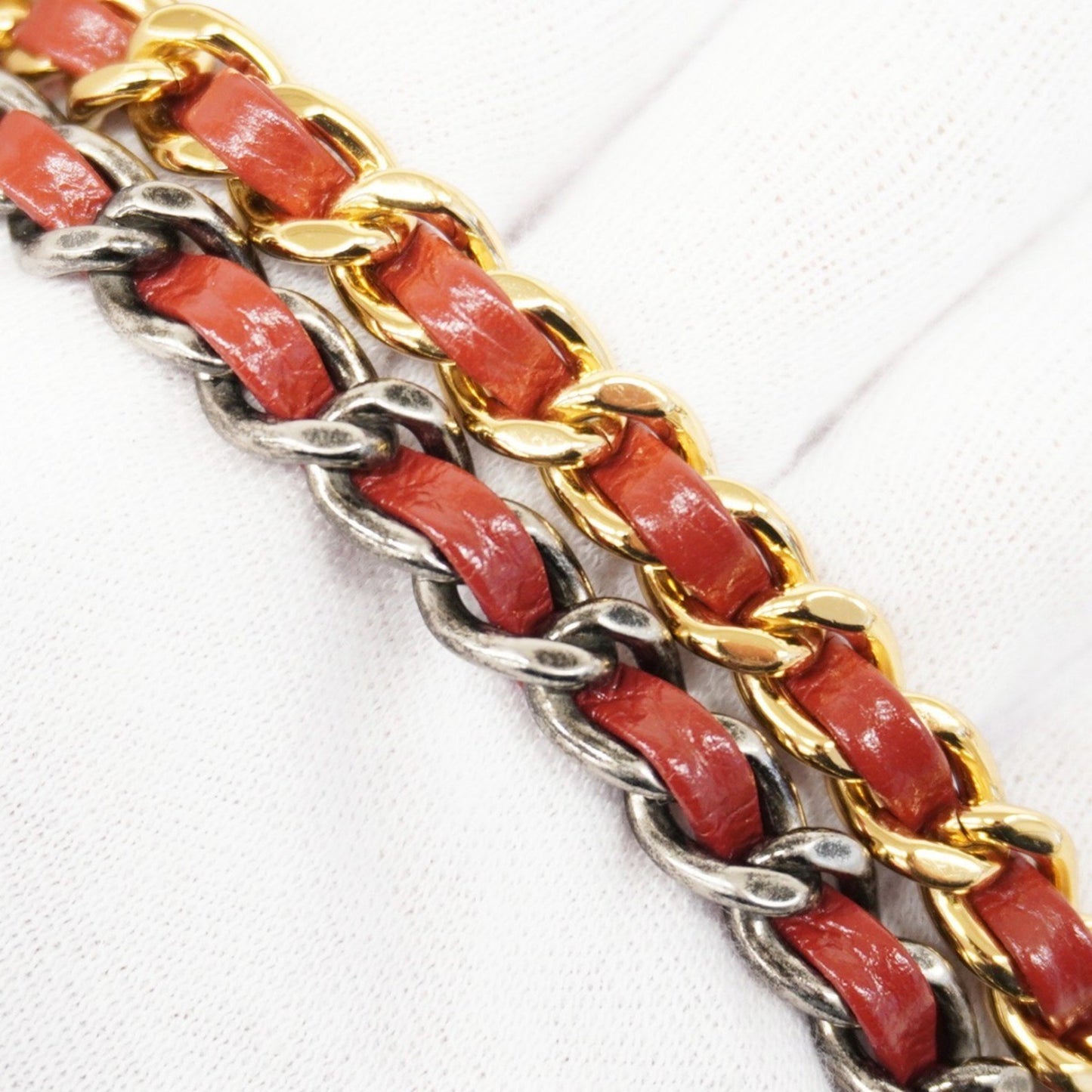 Chanel Shoulder Bag Chain Gabriel Tweed Red Gold