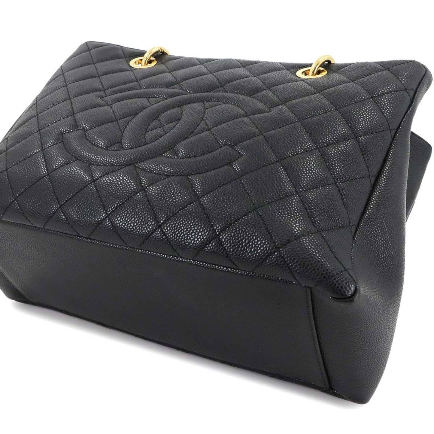 Chanel Matelasse Grand Chain Tote Bag Gst Caviar Leather Black A50995
