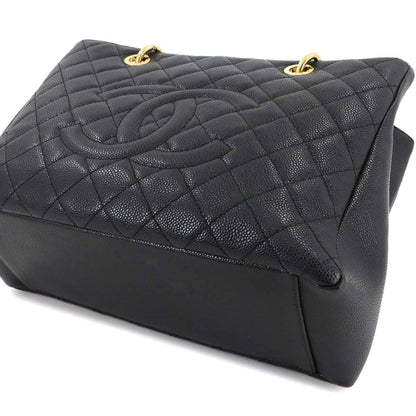 Chanel Matelasse Grand Chain Tote Bag Gst Caviar Leather Black A50995