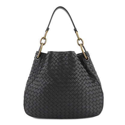 Bottega Veneta Intrecciato Loop Hobo Shoulder Bag In Black Leather