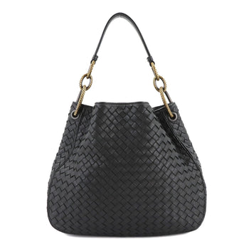 Bottega Veneta Intrecciato Loop Hobo Shoulder Bag In Black Leather